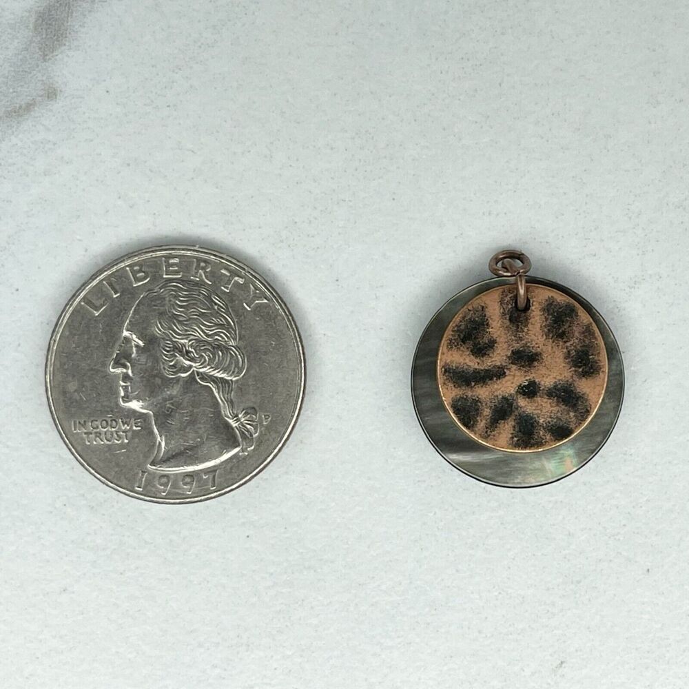 Bronze Tone Abalone Shell Disc Upcycled Pendant